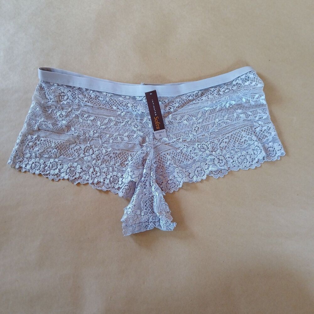 NWT Sofra Light Blue Floral Lace Cheeky Panties / Underwear
